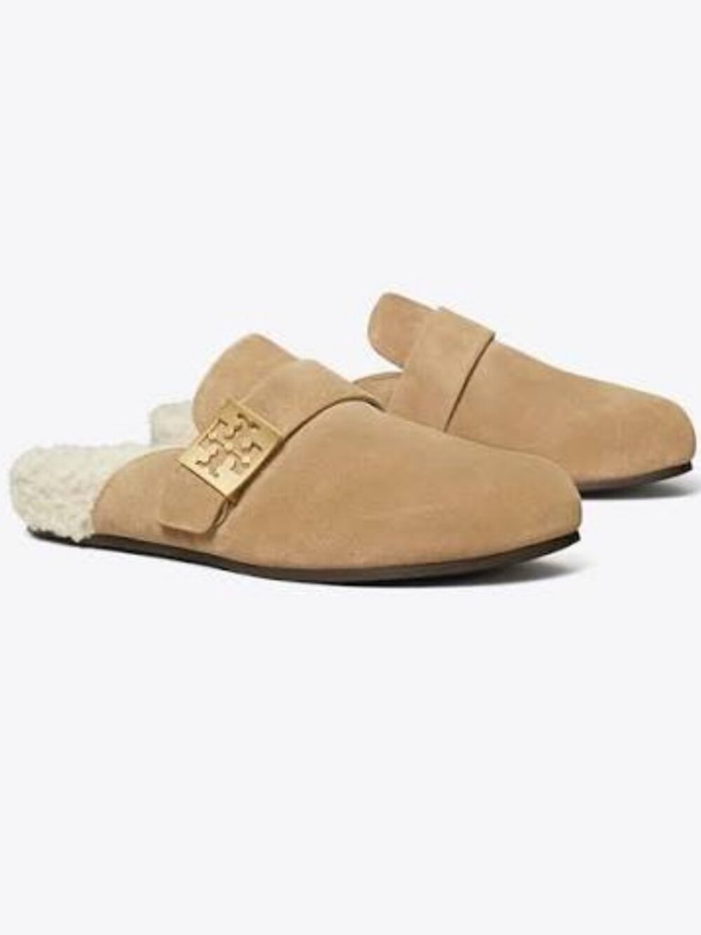 NIB  Tory Burch Womens Mellow Shearling Mule Noisette/Taupe